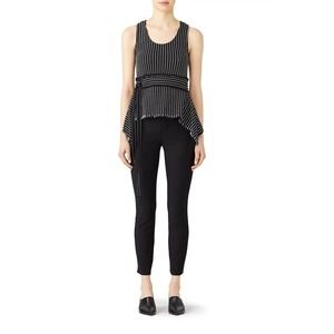 NEW DEREK LAM 10 Crosby Women Black Striped Waist Belt Tank SIZE 12/100%AUTHENTI